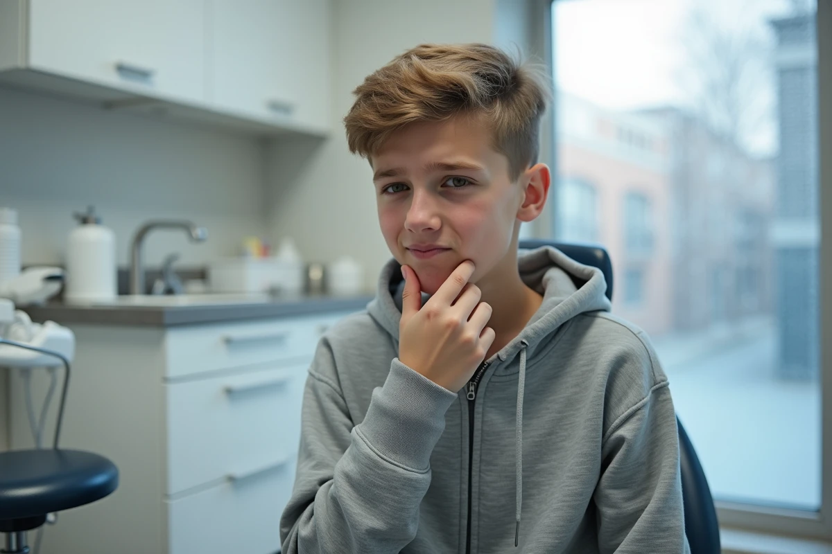 Adolescent inquiet en salle dentaire moderne