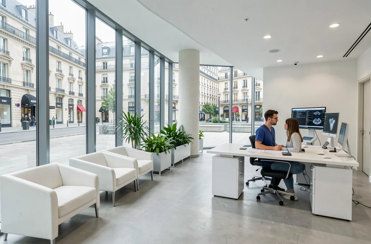 Centre ophtalmologique moderne au CCN Porte de Paris dans un complexe commercial contemporain