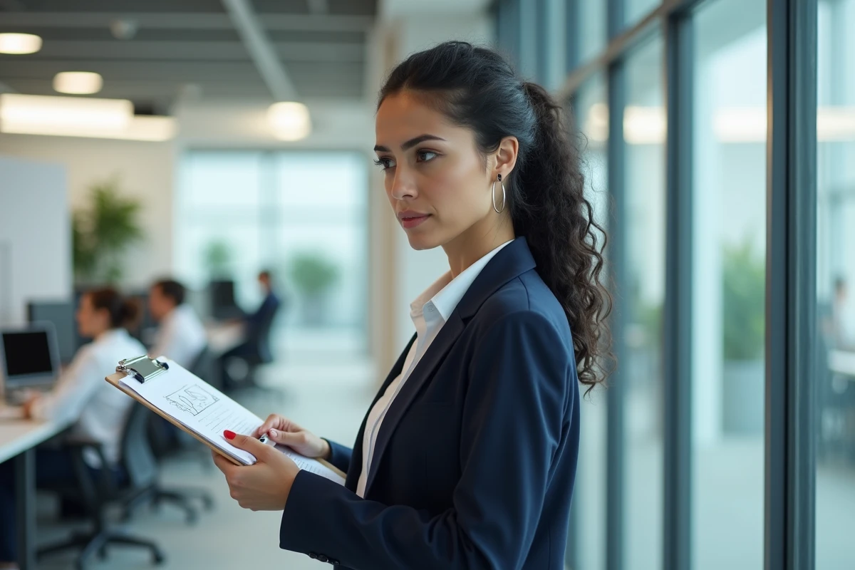 Femme en milieu professionnel tenant un schéma de bonhomme allumette illustrant la résistance au changement