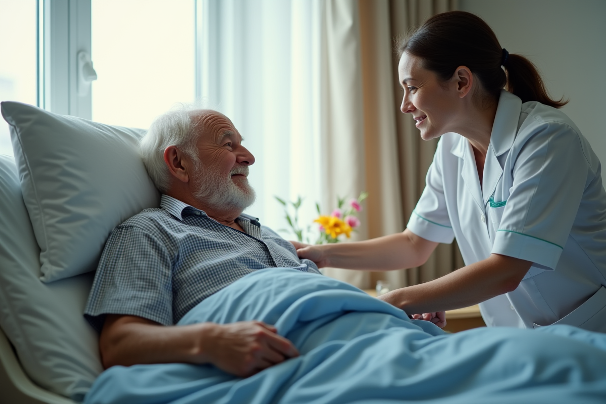 Homme de 90 ans dans un lit d